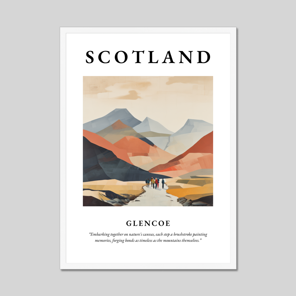 Poster in a white frame with the word Scotland