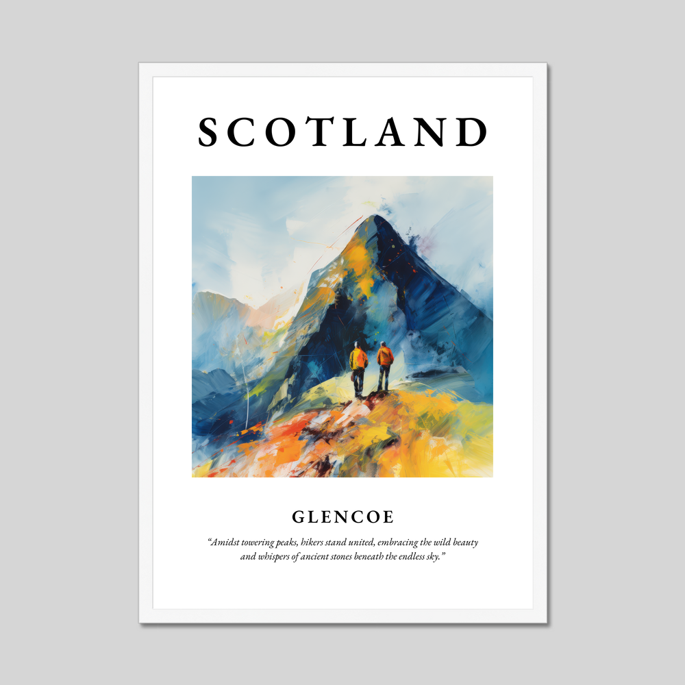 Poster in a white frame with the word Scotland