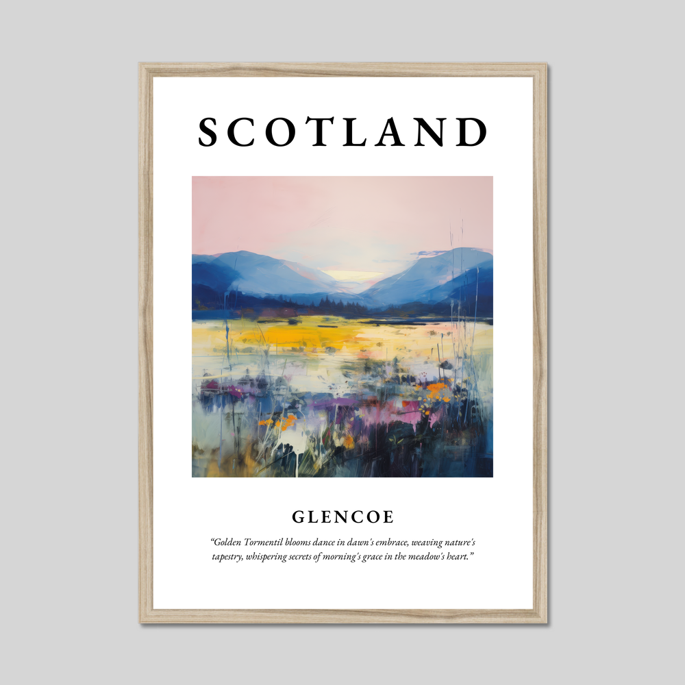 Poster in a natural frame with the word Scotland