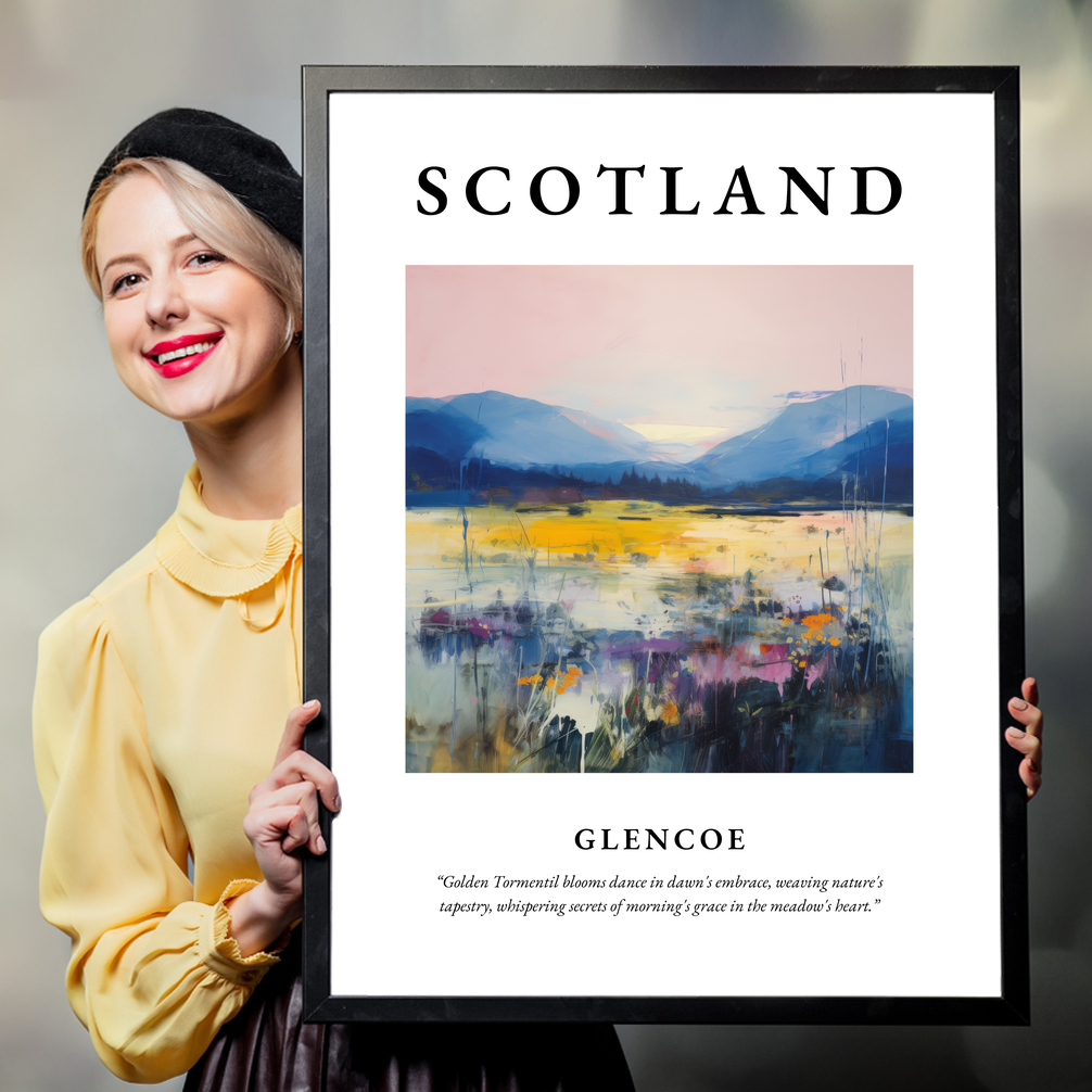 Person holding a poster of Glencoe