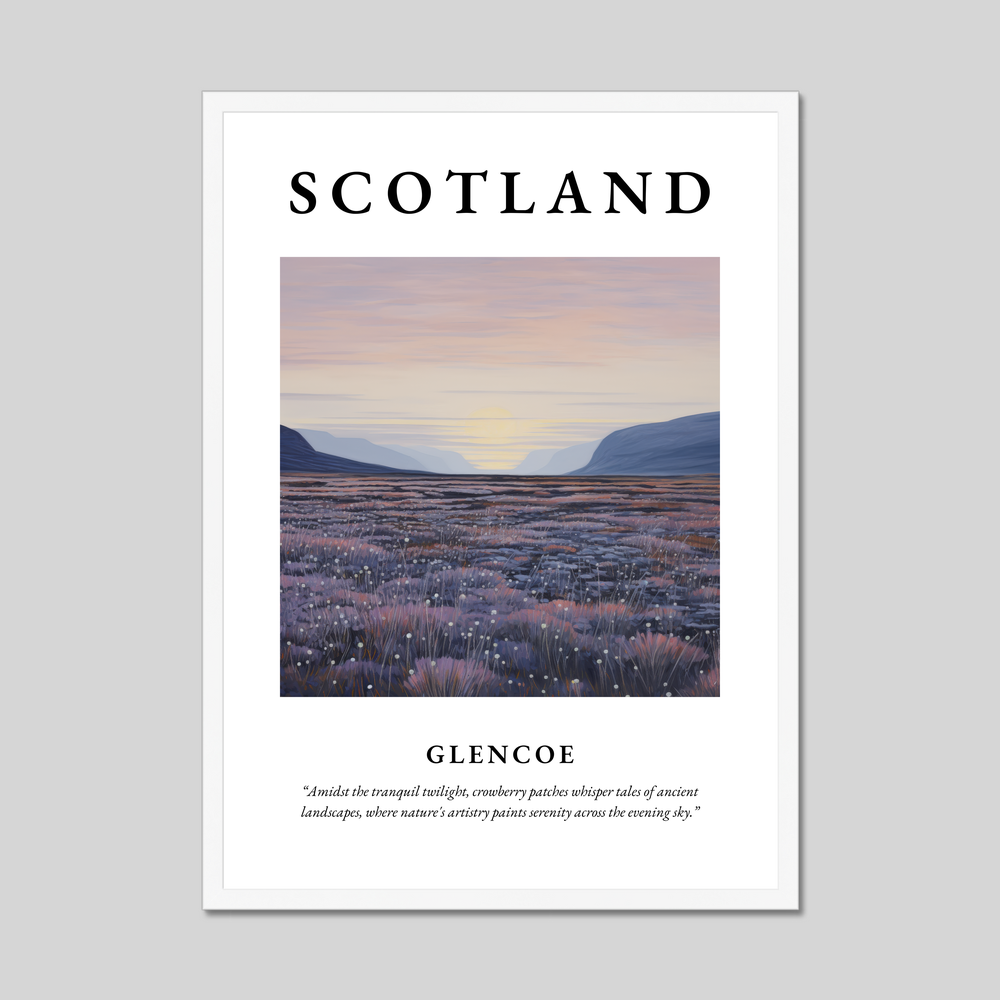 Poster in a white frame with the word Scotland