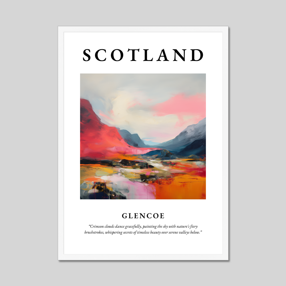 Poster in a white frame with the word Scotland