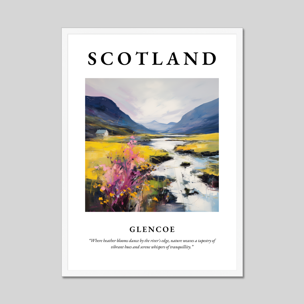 Poster in a white frame with the word Scotland