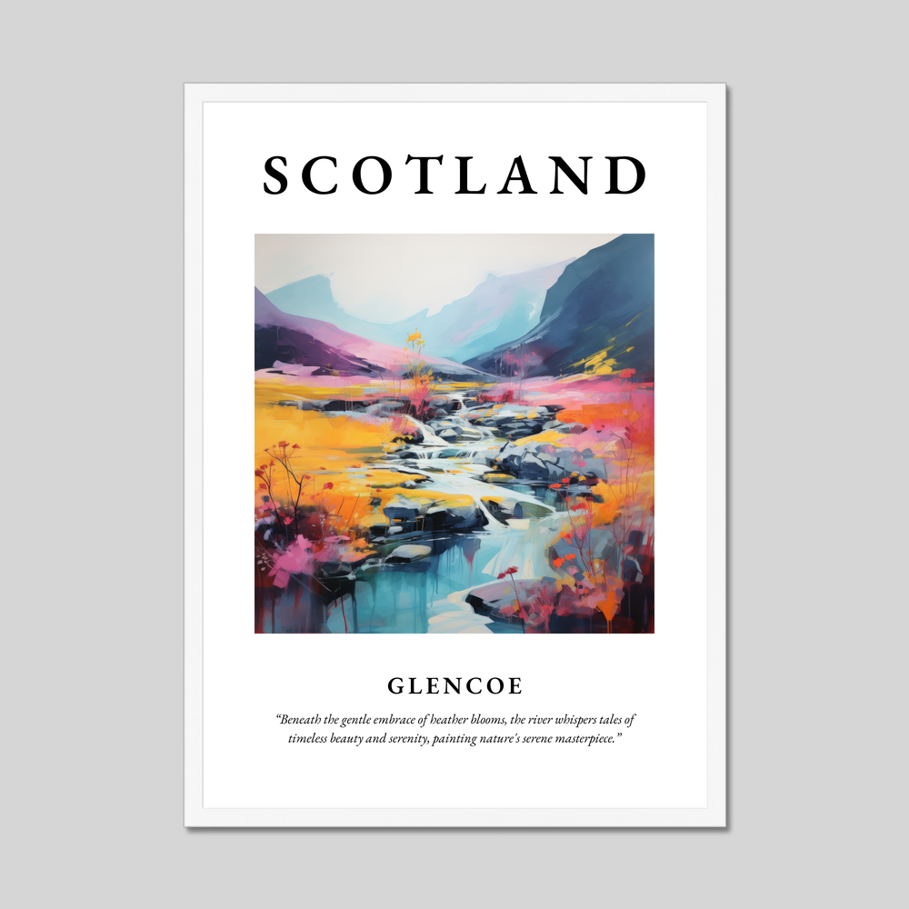 Poster in a white frame with the word Scotland