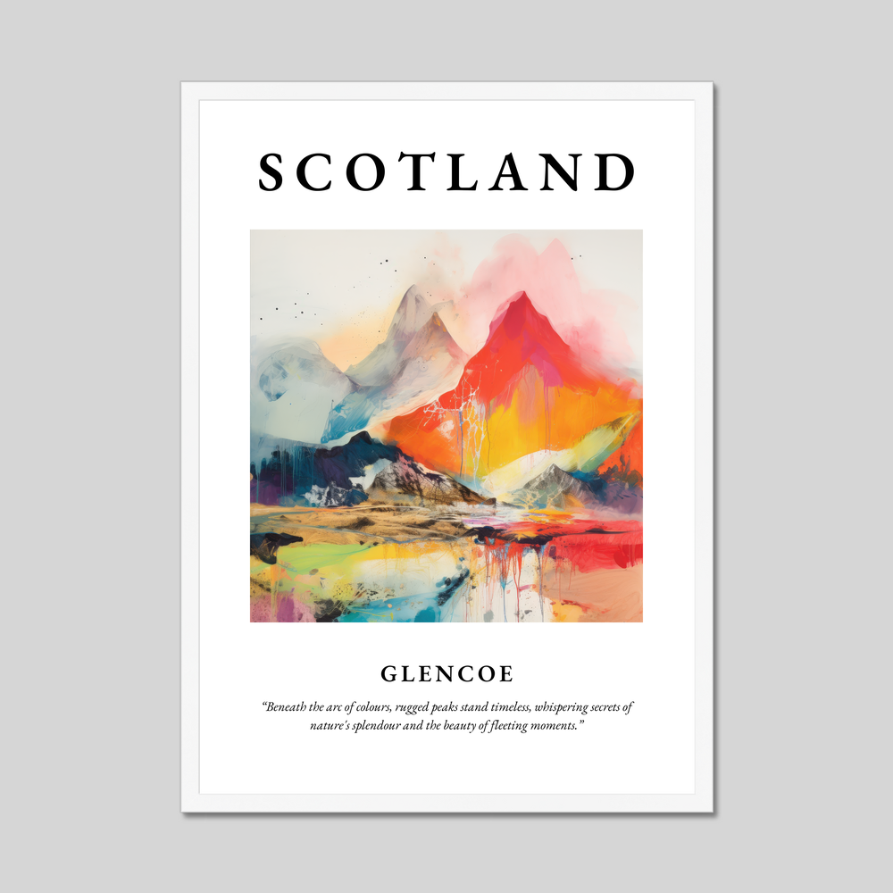 Poster in a white frame with the word Scotland