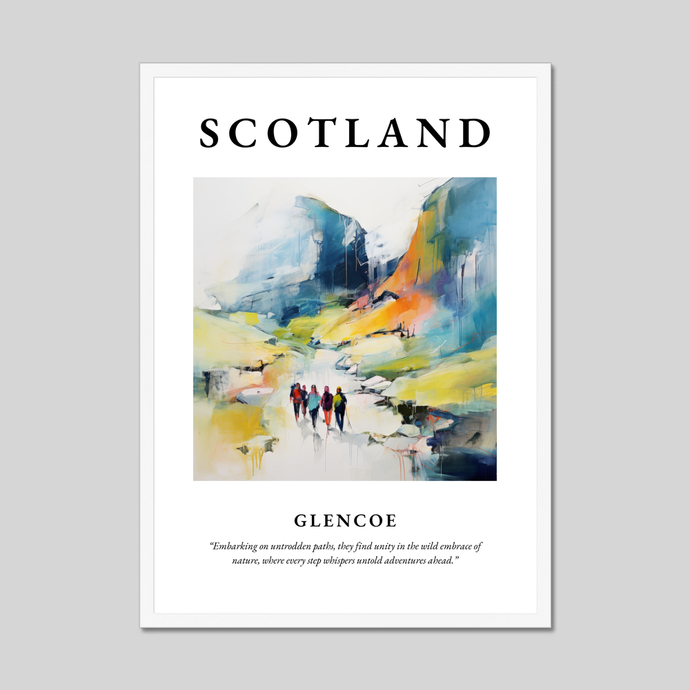 Poster in a white frame with the word Scotland