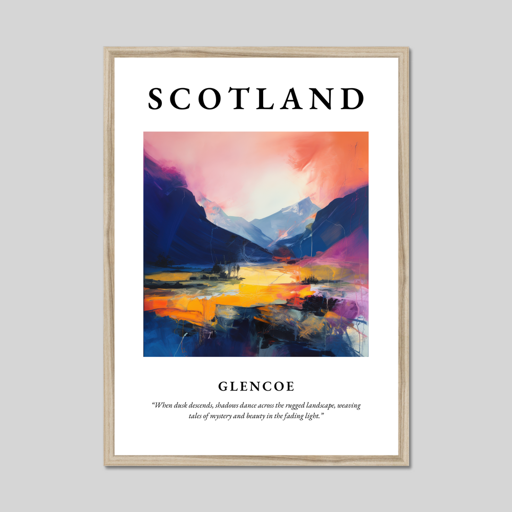 Poster in a natural frame with the word Scotland