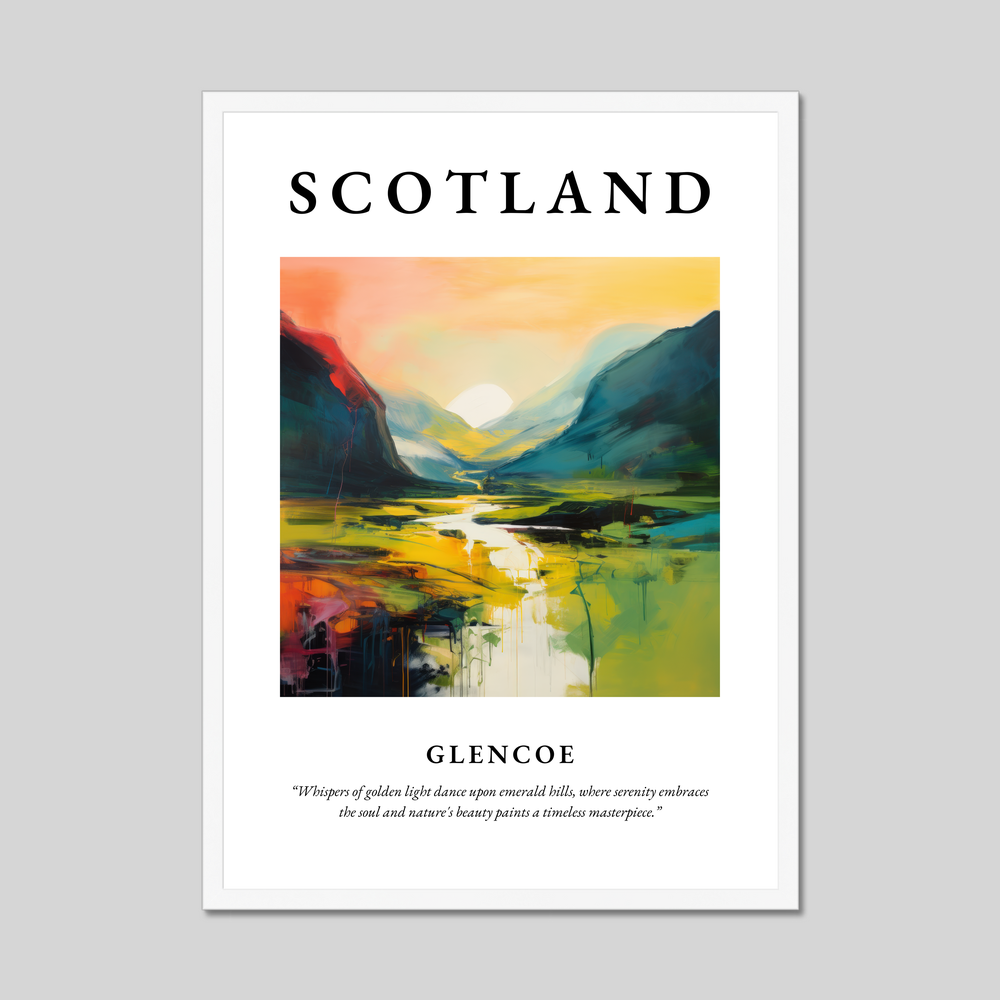 Poster in a white frame with the word Scotland