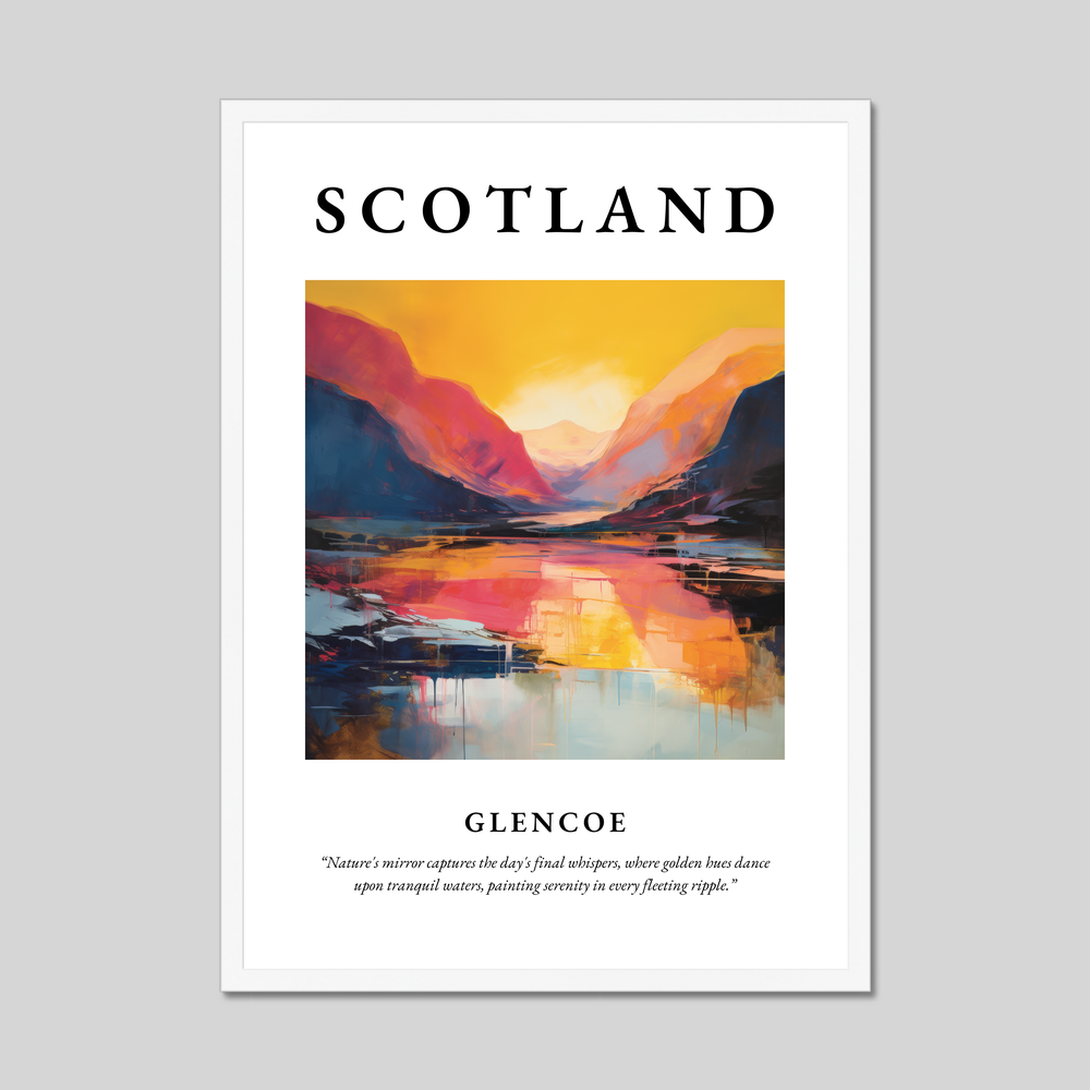 Poster in a white frame with the word Scotland