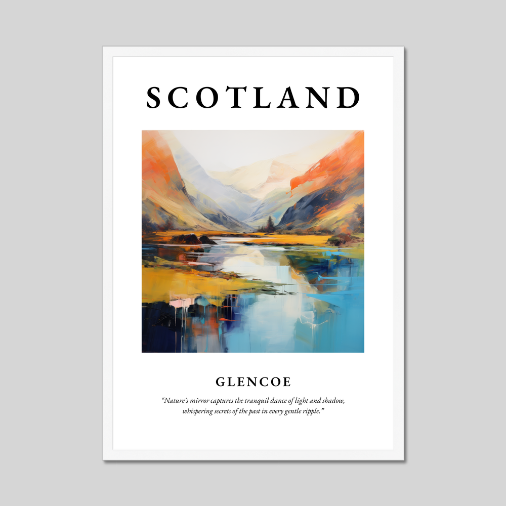 Poster in a white frame with the word Scotland