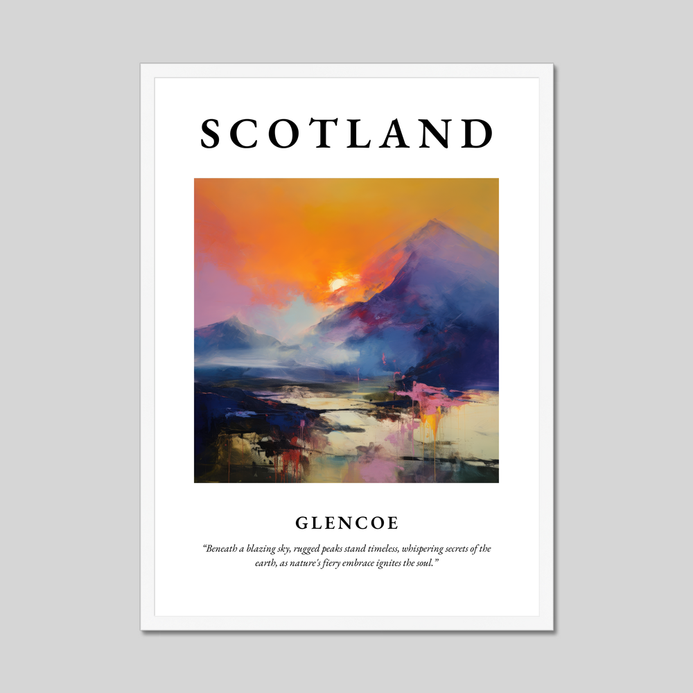 Poster in a white frame with the word Scotland