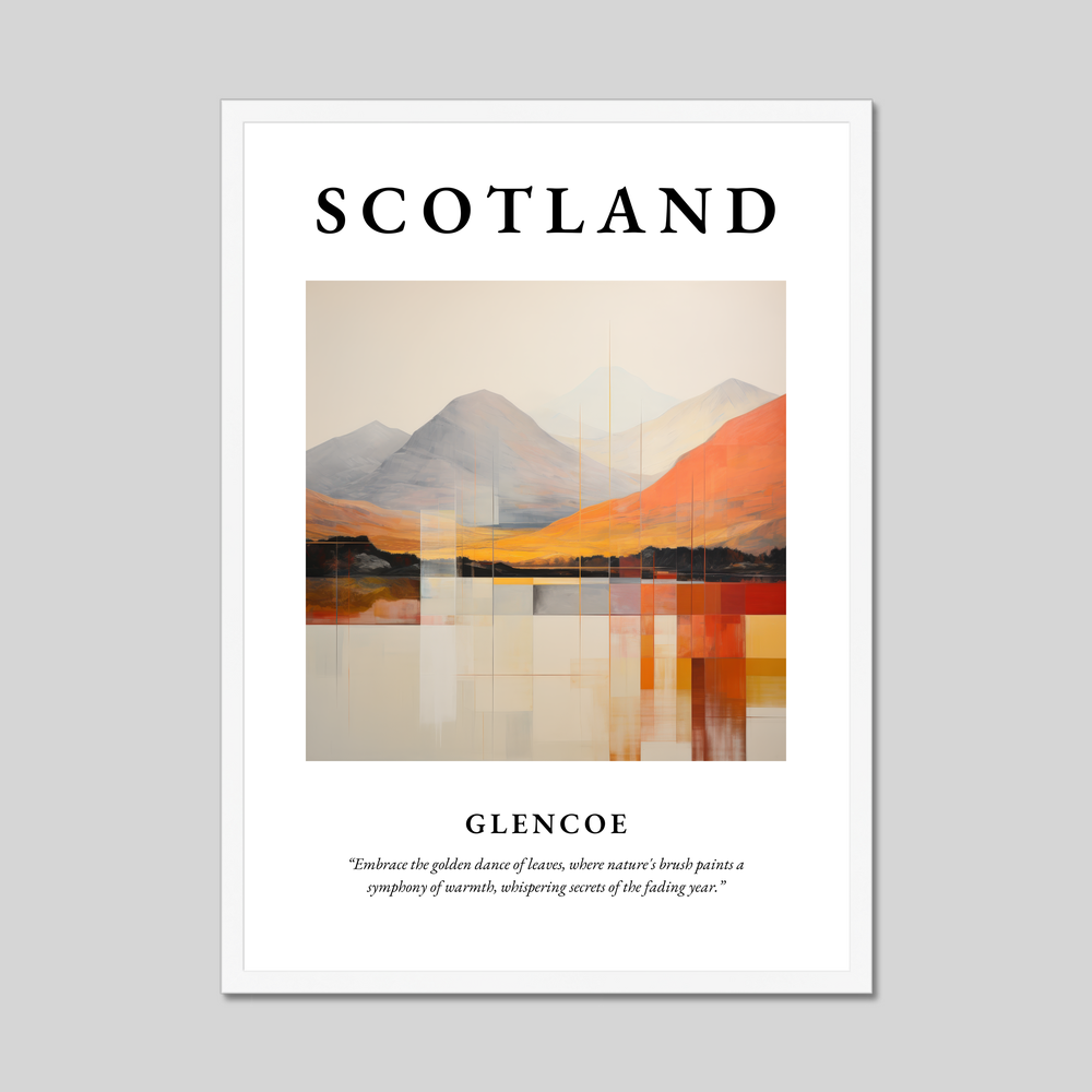 Poster in a white frame with the word Scotland