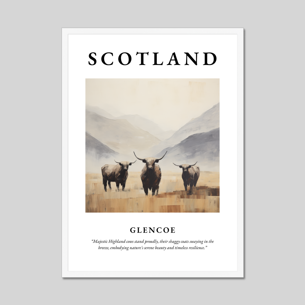 Poster in a white frame with the word Scotland