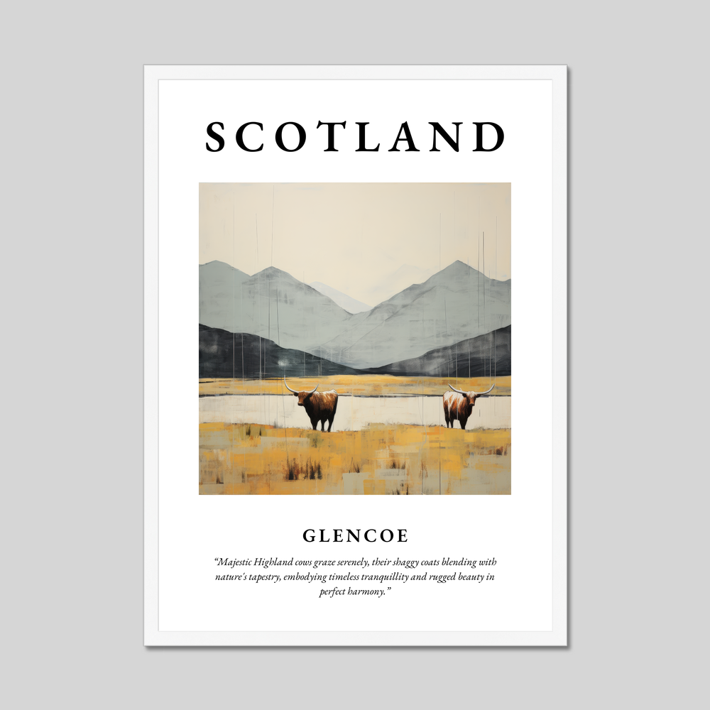 Poster in a white frame with the word Scotland