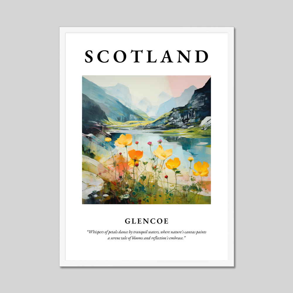 Poster in a white frame with the word Scotland