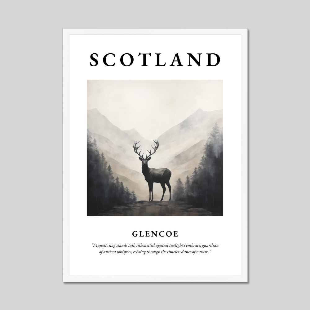 Poster in a white frame with the word Scotland