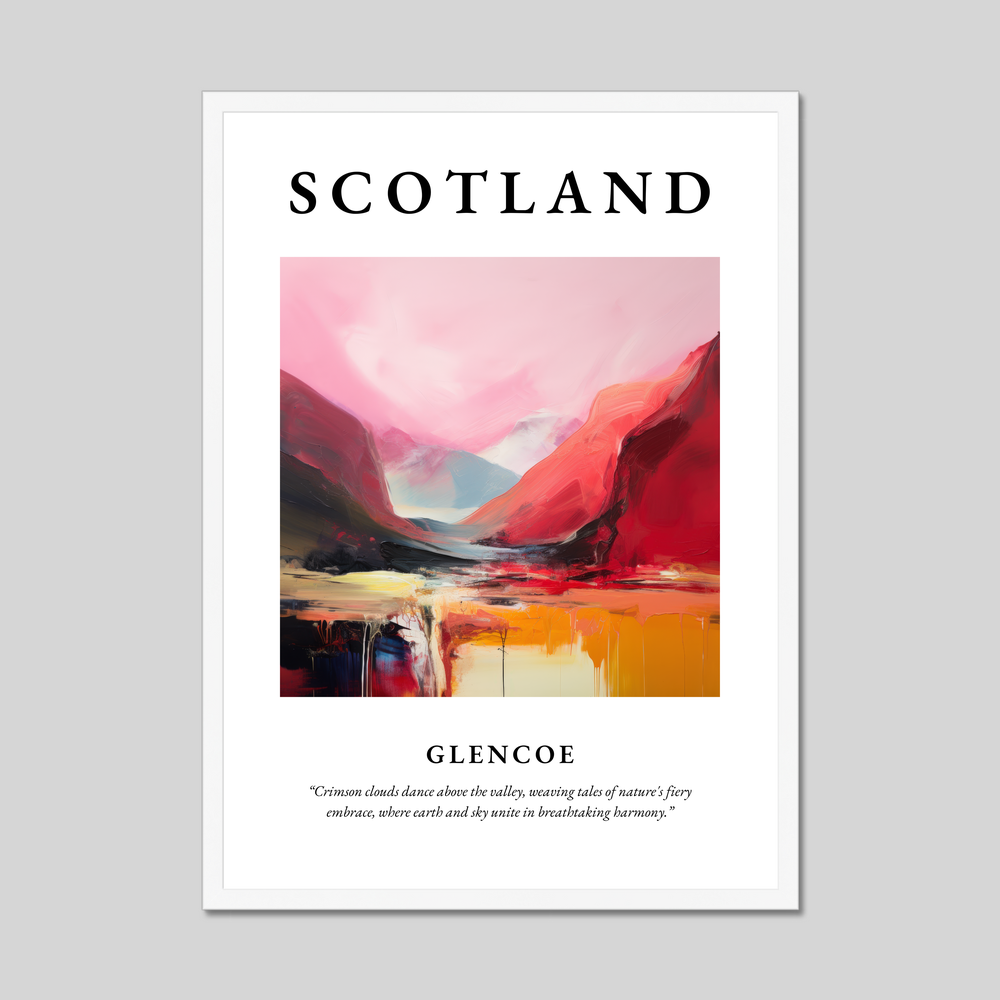 Poster in a white frame with the word Scotland