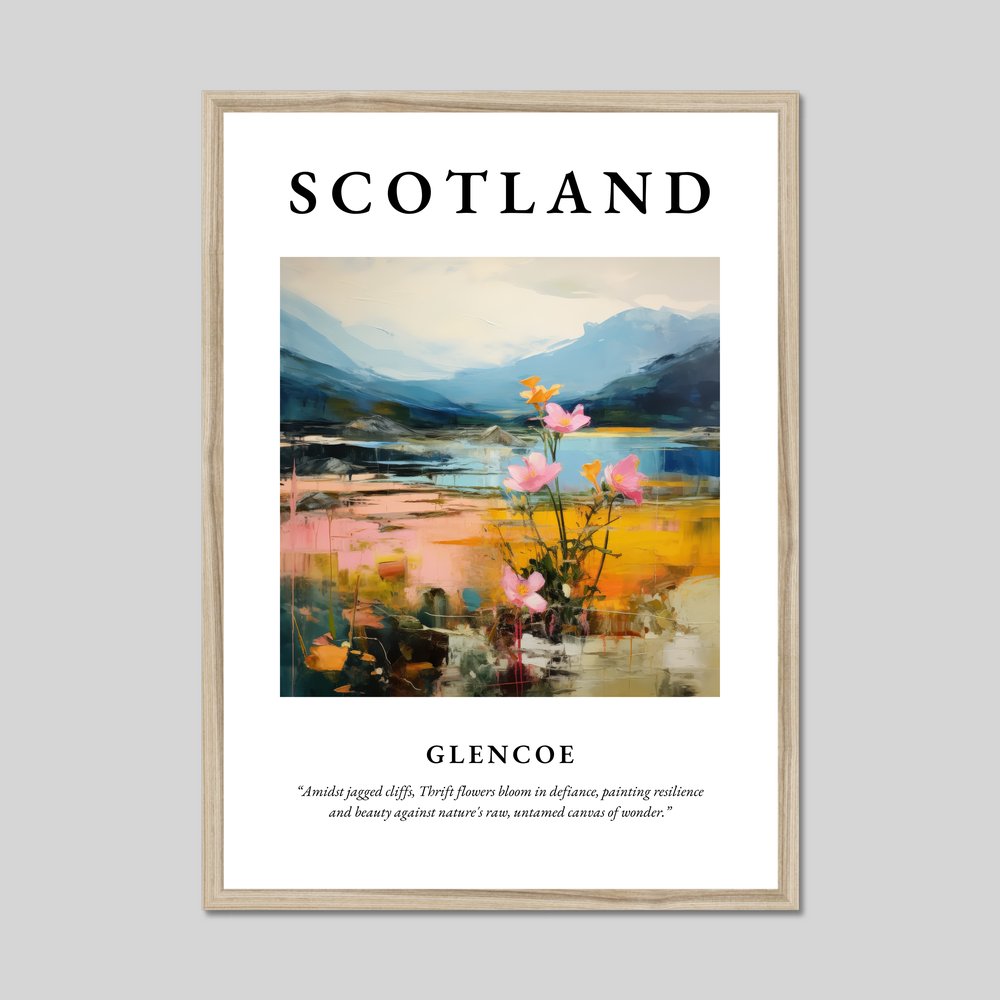 Poster in a natural frame with the word Scotland