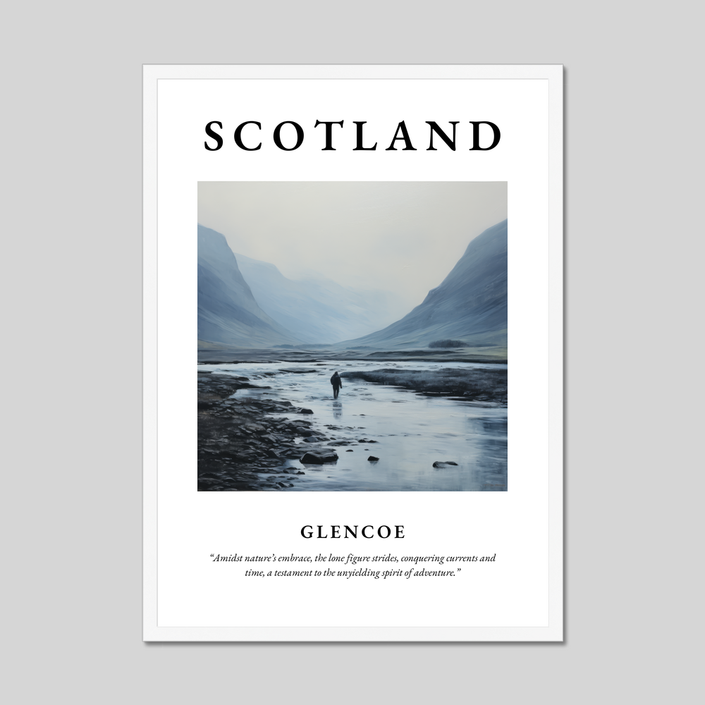 Poster in a white frame with the word Scotland