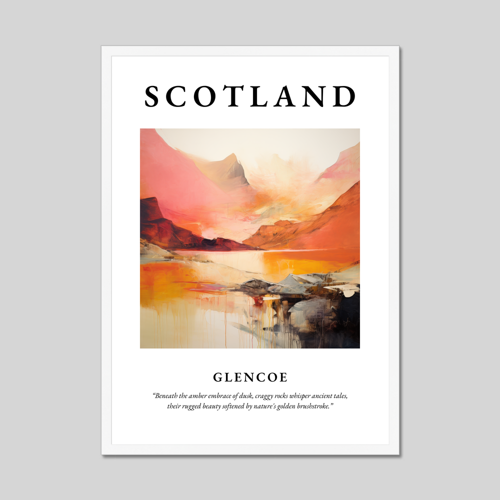 Poster in a white frame with the word Scotland