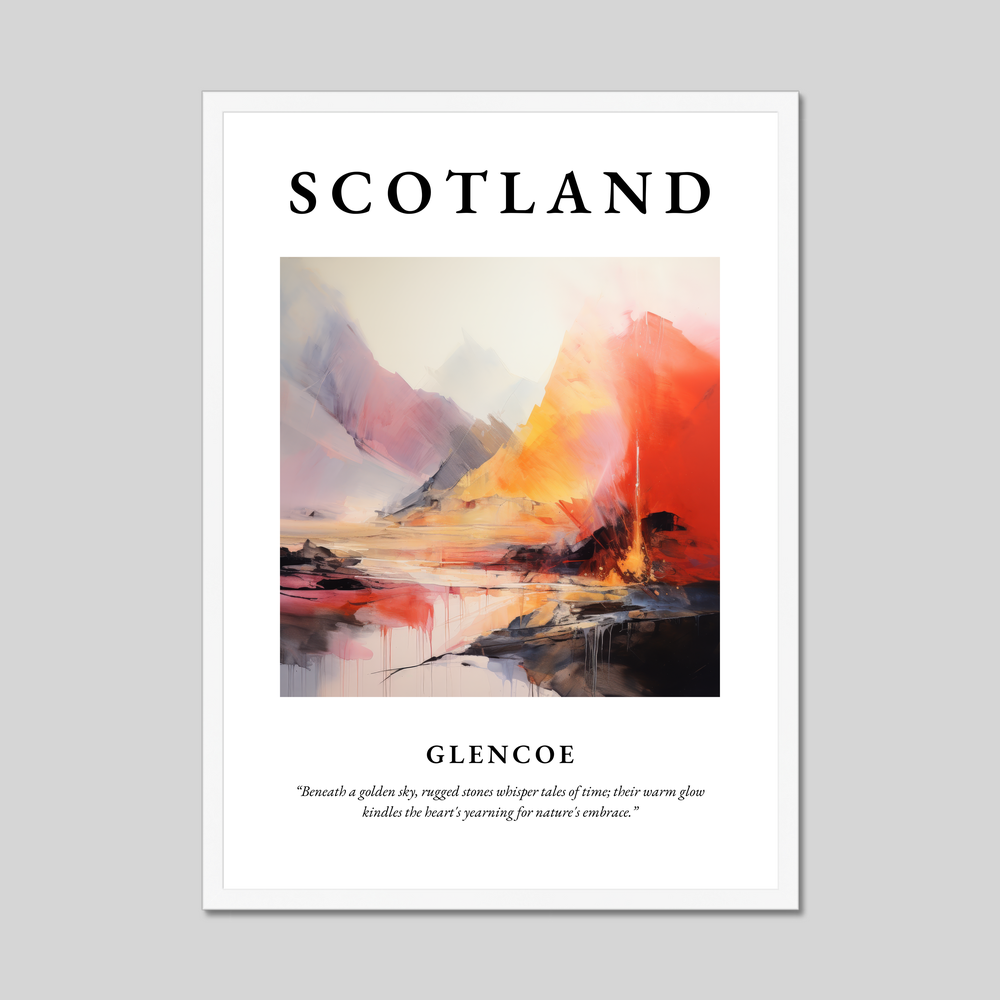 Poster in a white frame with the word Scotland