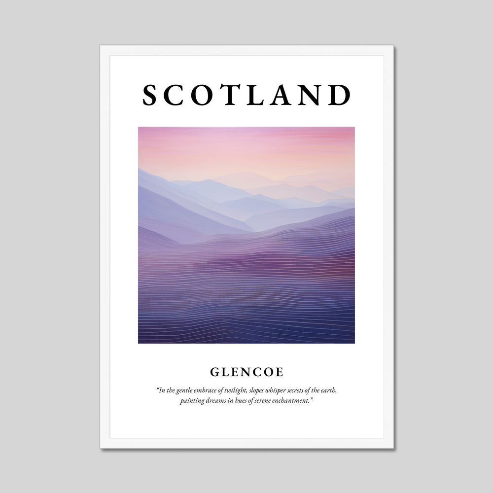 Poster in a white frame with the word Scotland