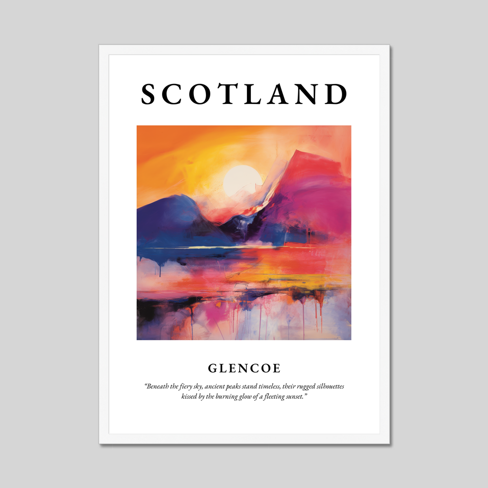 Poster in a white frame with the word Scotland