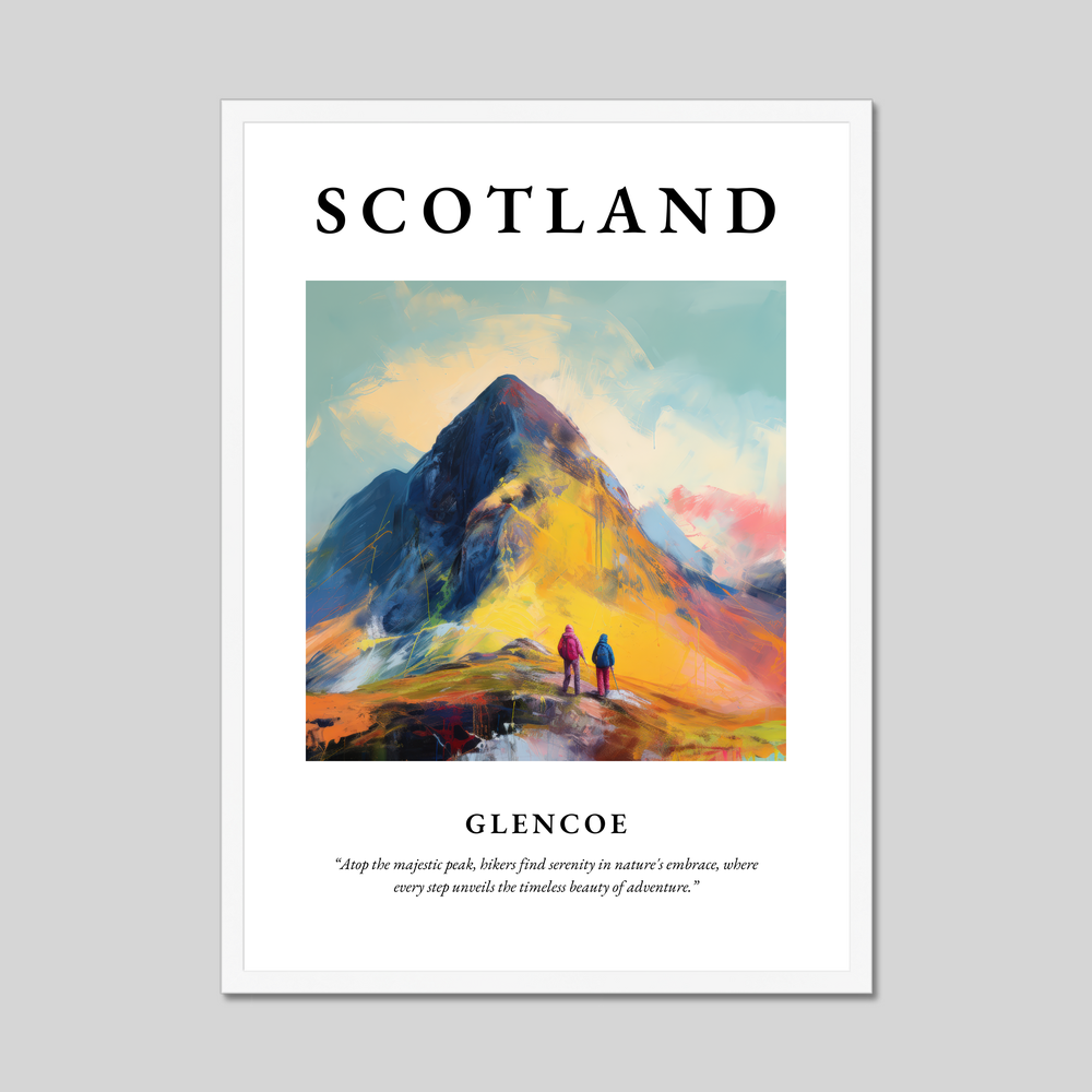 Poster in a white frame with the word Scotland