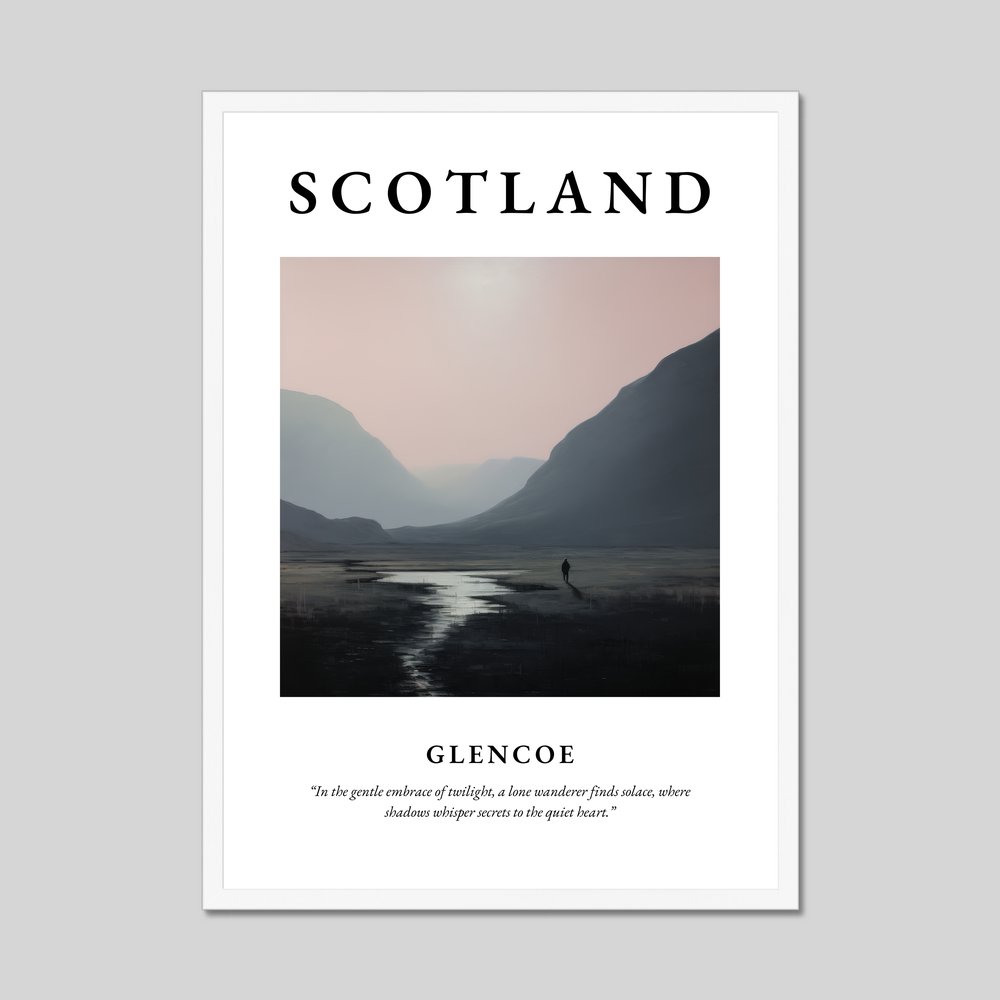 Poster in a white frame with the word Scotland