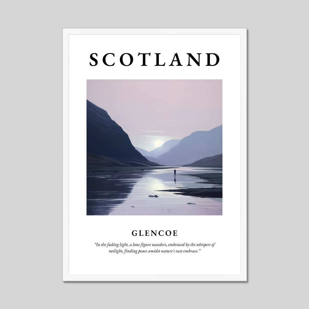 Poster in a white frame with the word Scotland