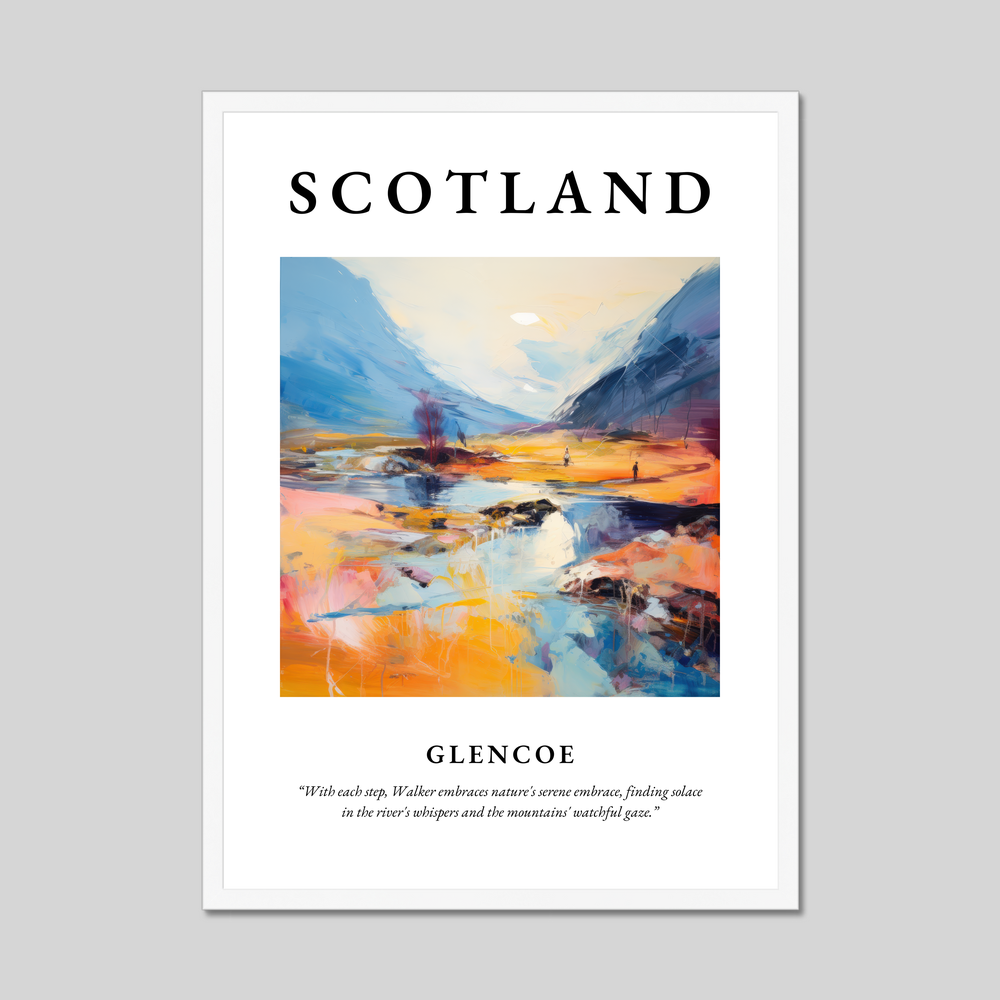 Poster in a white frame with the word Scotland