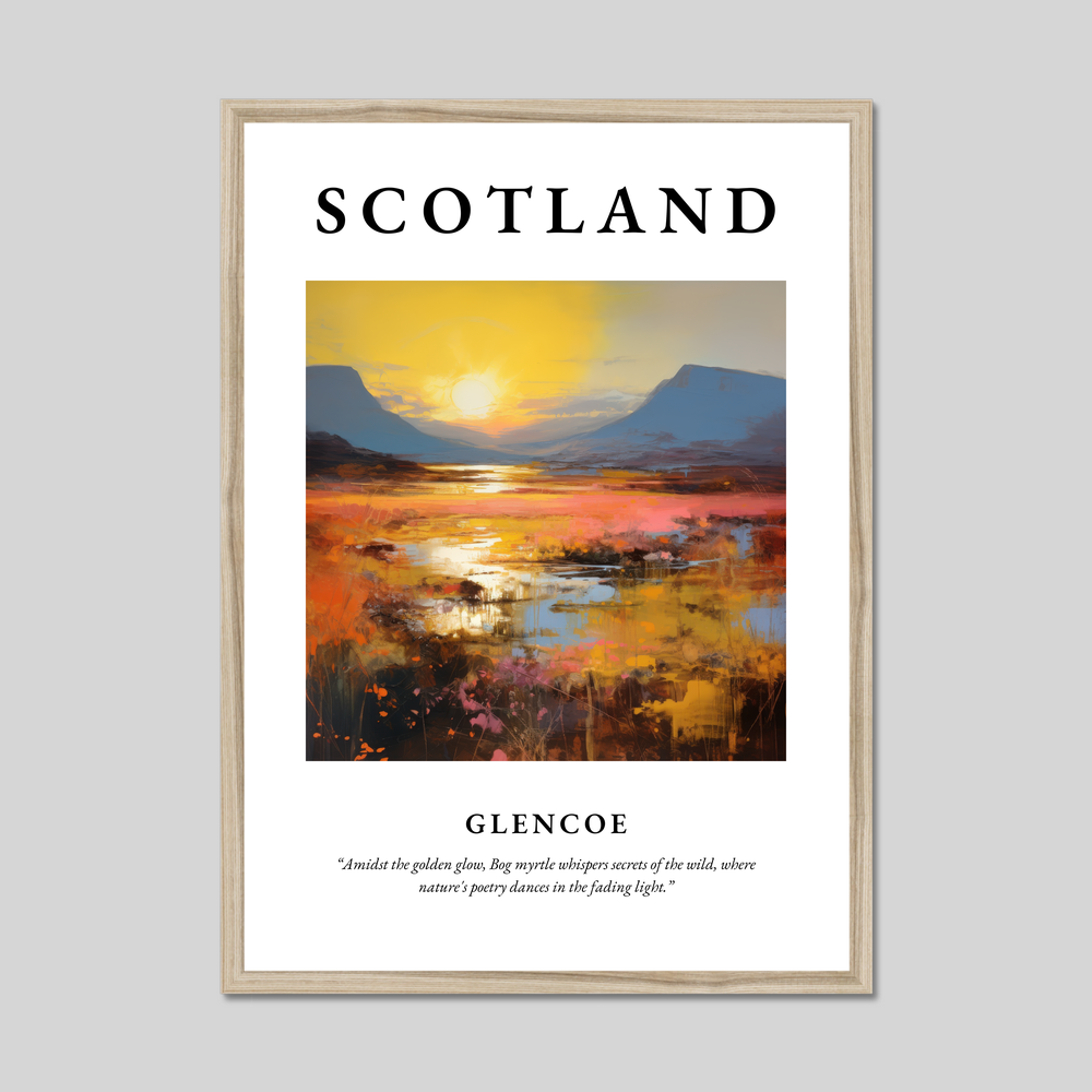 Poster in a natural frame with the word Scotland