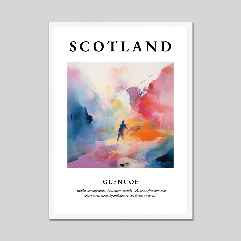 Poster in a white frame with the word Scotland