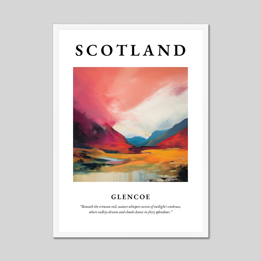 Poster in a white frame with the word Scotland