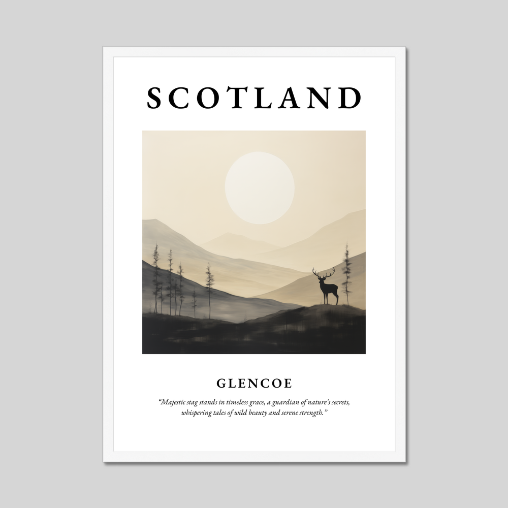 Poster in a white frame with the word Scotland