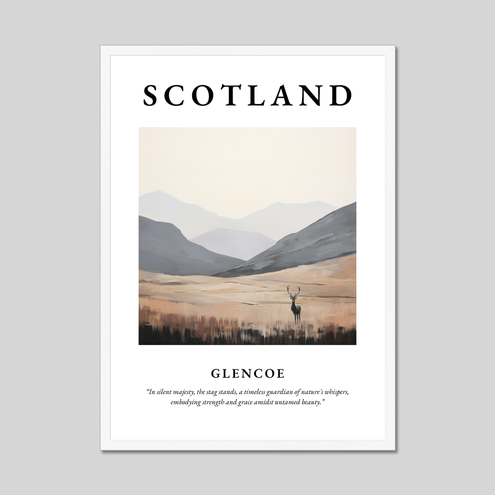 Poster in a white frame with the word Scotland