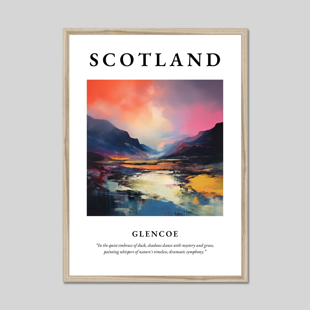 Poster in a natural frame with the word Scotland