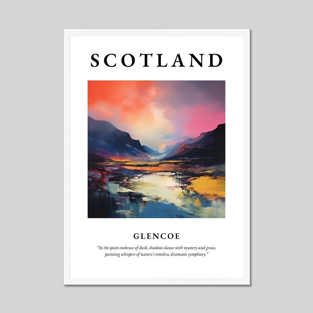 Poster in a white frame with the word Scotland