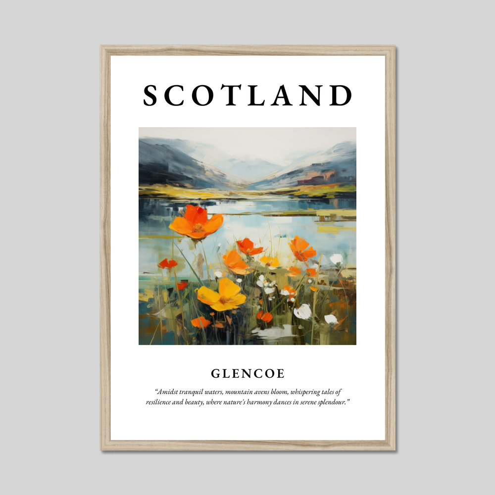 Poster in a natural frame with the word Scotland