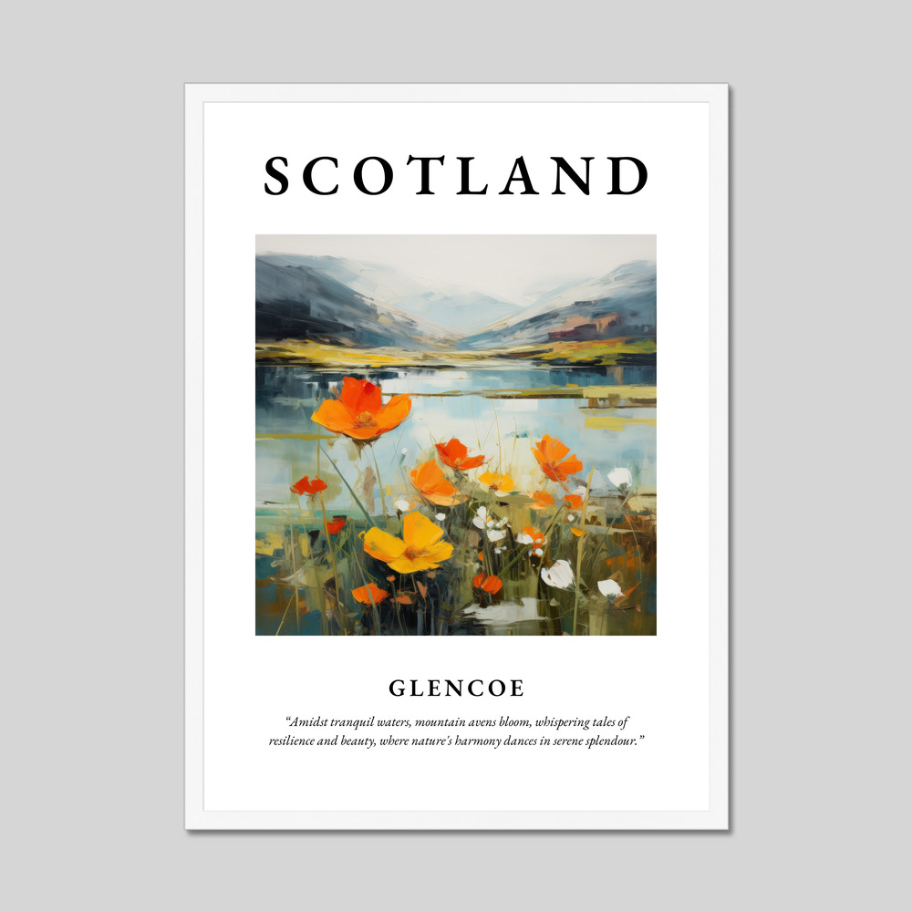 Poster in a white frame with the word Scotland