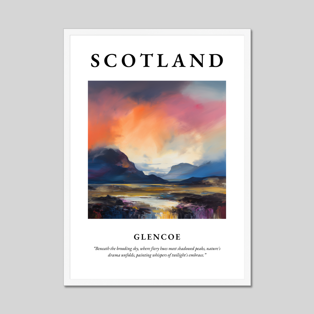 Poster in a white frame with the word Scotland