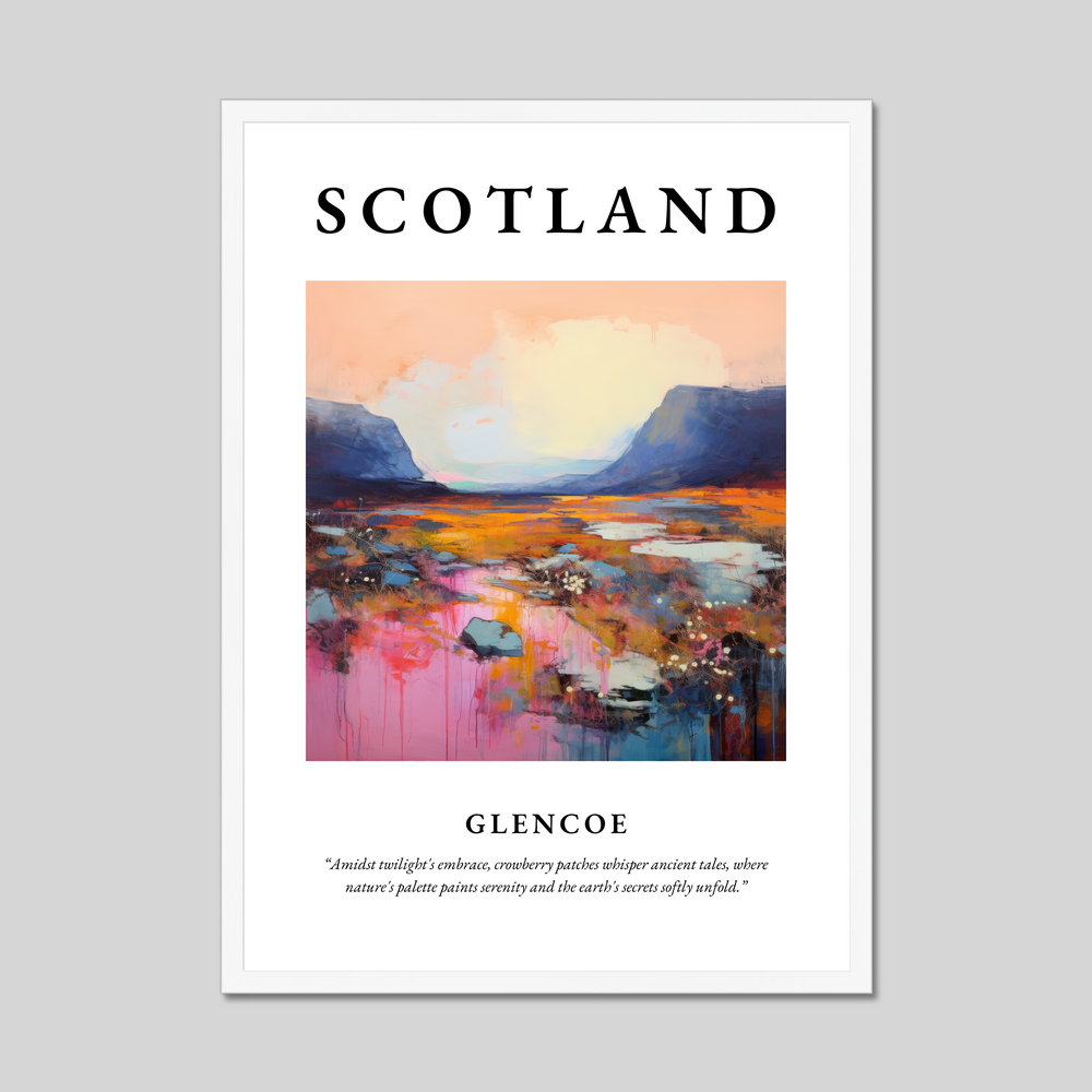 Poster in a white frame with the word Scotland