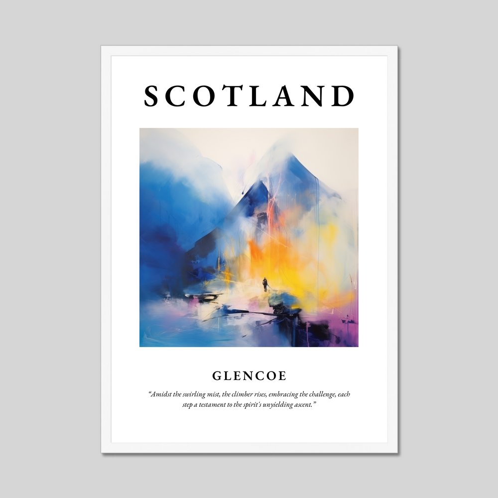 Poster in a white frame with the word Scotland