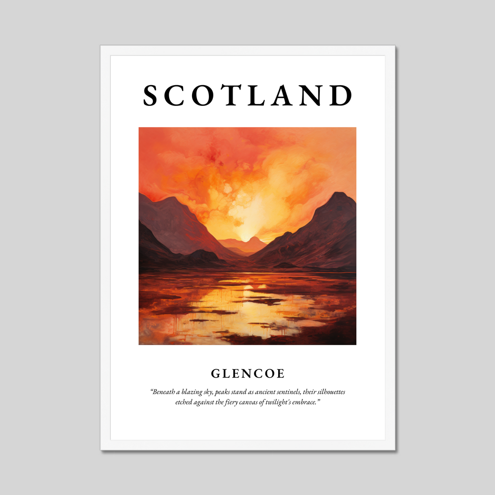 Poster in a white frame with the word Scotland