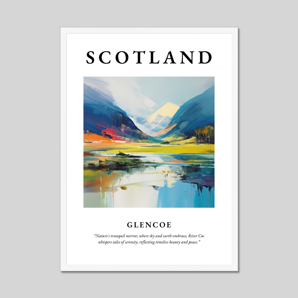 Poster in a white frame with the word Scotland