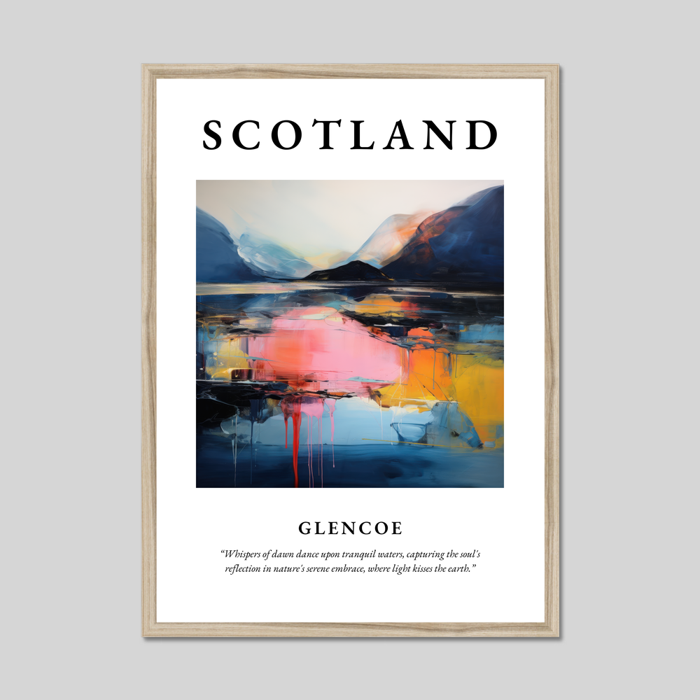 Poster in a natural frame with the word Scotland