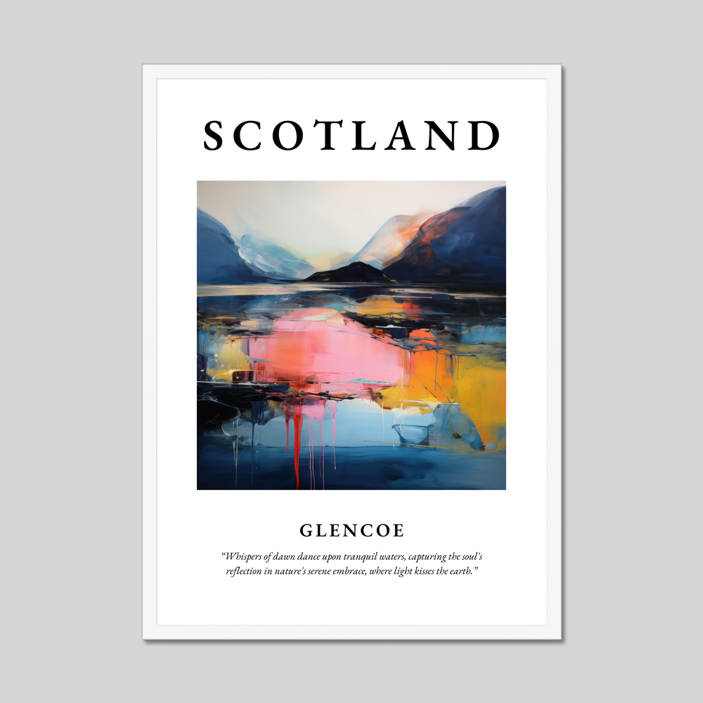 Poster in a white frame with the word Scotland