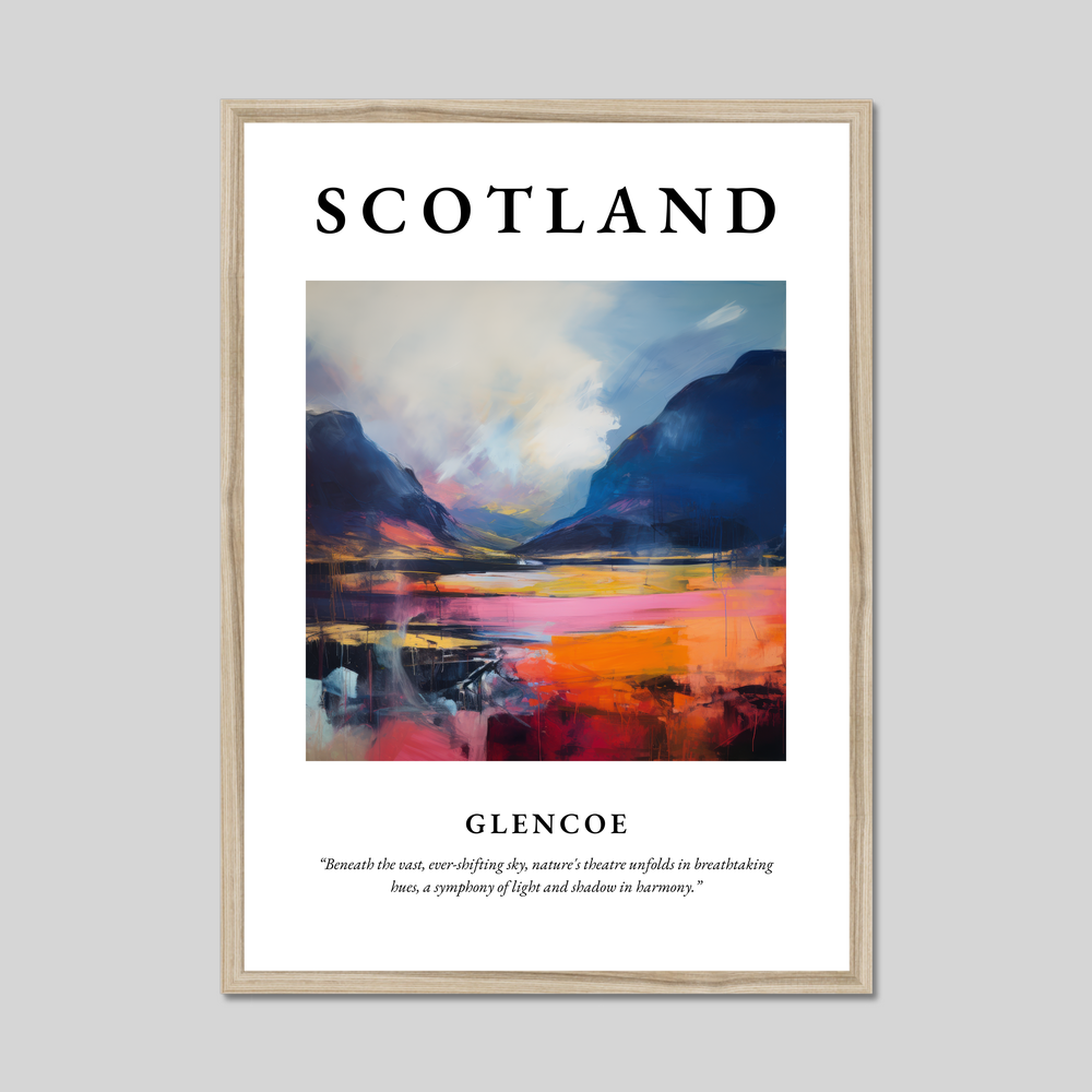 Poster in a natural frame with the word Scotland