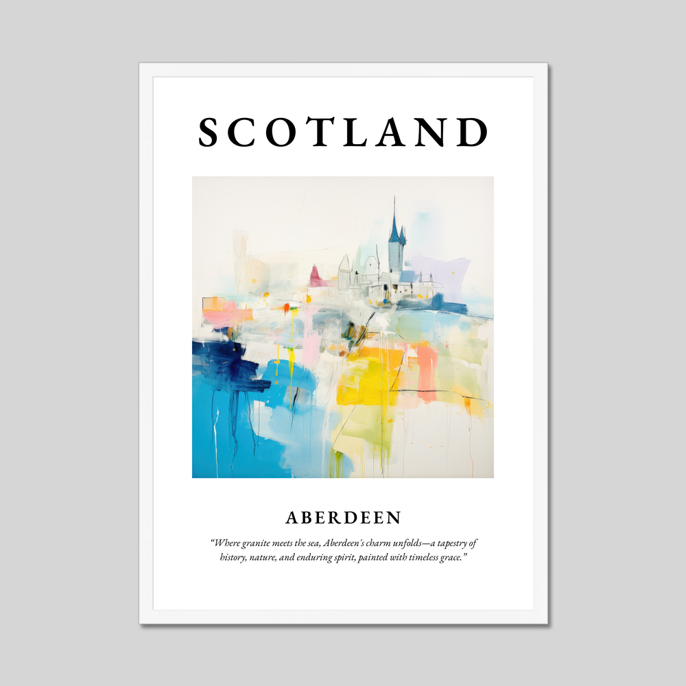 Poster in a white frame with the word Scotland