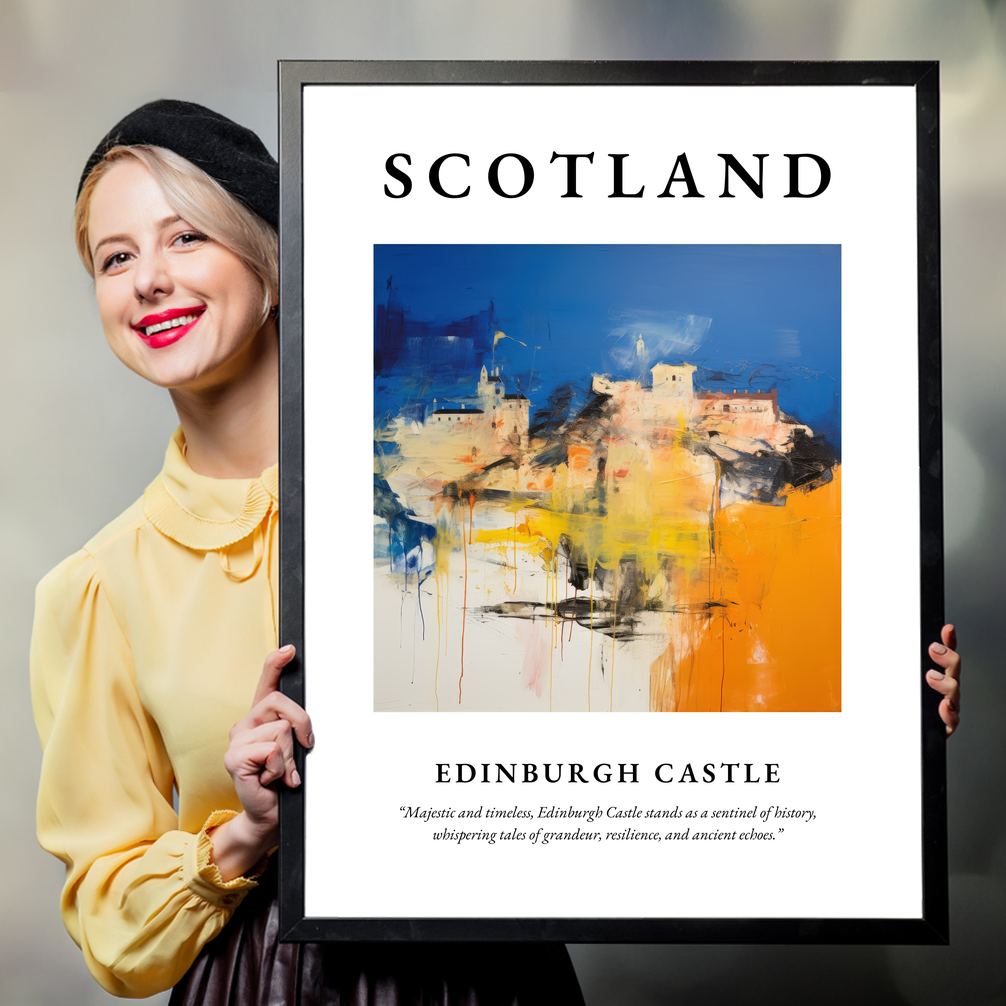 Person holding a poster of Edinburgh Castle